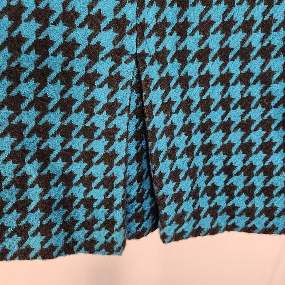 Kate Hill Petite Houndstooth Blue & Black Wool Blend Skirt Size 4P - Picture 4 of 7